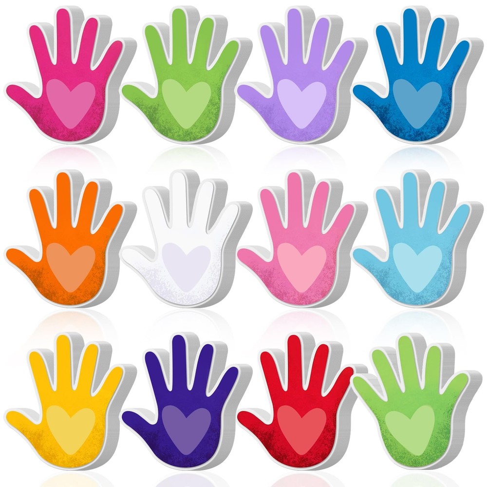 360 PCS 3.9 Inch Assorted Color Hands With Heart Paper Cutouts Craft Decor