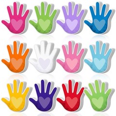 360 PCS 3.9 Inch Assorted Color Hands With Heart Paper Cutouts Craft Decor