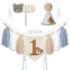 Ereniko First Birthday High Chair Banner Decorations Baby Boy with 1st Felt B…