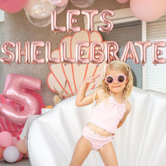 Shell Themed Party Decoration, Rose Gold Let’S Shellebrate Foil Balloon Banner w