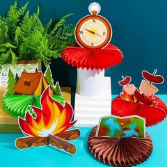 12 Pieces Camping Honeycomb Centerpieces Camping Decorations Party Supplies