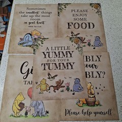 Classic Winnie The Pooh Party Table Signs 7 Pack 8″×10″