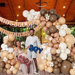 Brown Balloon Garland Arch Kit with Different Size Nude Coffee Brown Ivory Wh…