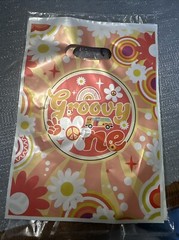 Groovy Boho Party Backdrop , Daisy and 50 Count Goodie Bags For One Year Old