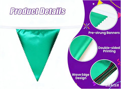 New Orleans Party Decorations Purple Green and Gold Metallic Fabric Triangle Pen