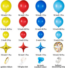 123Pcs JOYYPOP Carnival Balloon Arch Kit with Rainbow Latex Confetti Balloons
