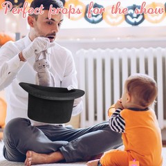 3 Pack Black Felt Top Hats for Kids,Magician Hat Costume,Tall Victorian Tuxed…