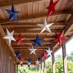 18 Pcs 12» 3D Large Patriotic Paper Stars Hanging Decorations 4Th of July Red W