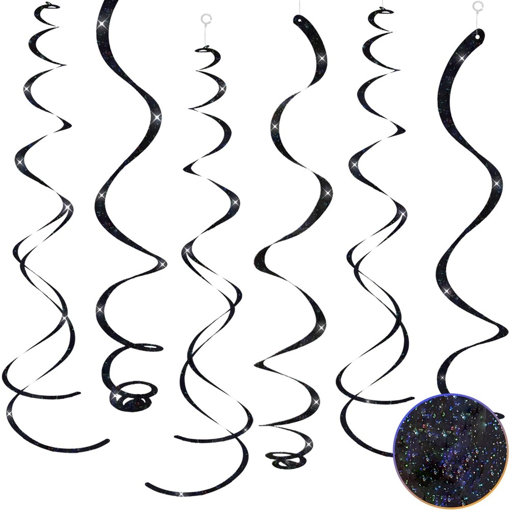26 Inch Black Hanging Swirls Decorations Plastic Party Streamer 30 PCS