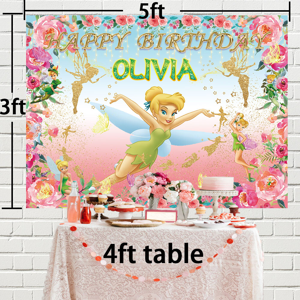 Tinkerbell Personalised Custom Banner Backdrop Party Supplies Birthday Gift