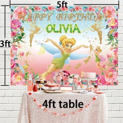 Tinkerbell Personalised Custom Banner Backdrop Party Supplies Birthday Gift