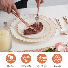 72PCS Ivory Plastic Plates Set for 36 Guests, Heavy Duty Scalloped Disposable…