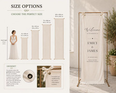 Customizable Linen Wedding Banner, Minimalist Party Backdrop,Birthday Banner