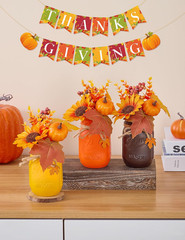 Mason Jar Fall Thanksgiving Centerpieces Tables Fall Thanksgiving Table Decor