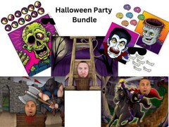 Kids Halloween Party Games Bundle – Zombie, Frankenstein, Dracula + Photo Props