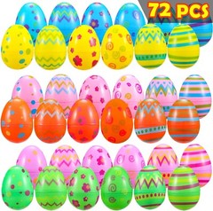 72 PCS 3.15″ Plastic Easter Eggs Bulk Empty Easter Eggs printed plastic Fillable