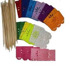 24 Pack Multicolor Mini Mexican Picado Banners, Banderita Carnival Party Décor