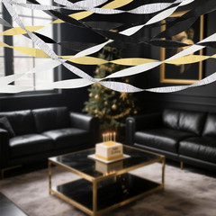 Crepe Paper Streamers 4 Rolls 328ft, White Black Gold Silver Paper Party Streame