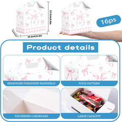 16PCS Pink Bow Paper Gifts Boxes for Birthday, Hot Pink Bachelorette, Engagement