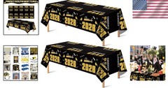 Celebrate Graduation 2026 with 2 Pack Elegant Black & Gold Tablecloth – 54″x108″