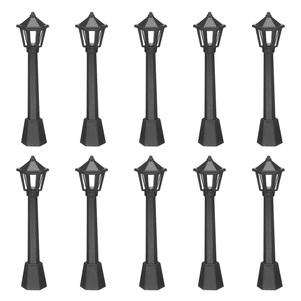 Miniature Street Light Model, 3.15″ H, Plastic Mini Street Lantern Black, 10pcs
