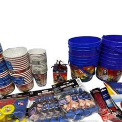 WWE Huge Party Supplies Lot John Cena The Rock CM Punk Sheamus Rey Mysterio Cups