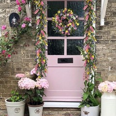 70inch Spring/Summer Garland with Flowers, Artificial Fake Flower Greenery