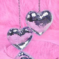 2 Pack Silver Heart-Shaped Disco Balls – 6.3″ Hanging Decor for Party, Wedding,