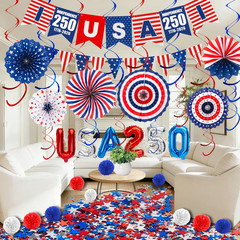 34Pcs 4th of July Decorations Set 250th Patriotic Banner USA Flag String Pape…