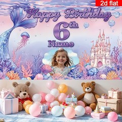2D flat banner 1pc Customizable Portrait Age Name Birthday Party Banner Decor ◐