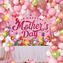 Happy Mothers Day Backdrop Banner 72×44 Inch Pink Party Decoration