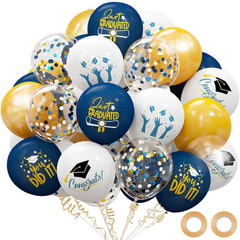2025 Graduation Party Decorations, 68Pcs Graduation Balloons Blue and Gold Grad