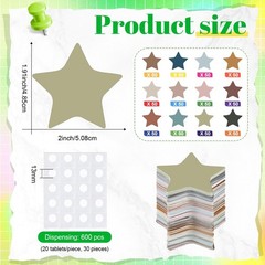 600 PCS 2 inch Star Cutouts Morandi Color Paper for Bulletin Board Decor