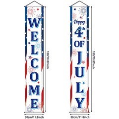 2 Pcs 4th/ Fourth of July Banners Decorations for Outdoor Hanging Welcome Porch