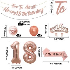 Rose Gold 18th Birthday Decorations for Girls Rose Gold 18th Birthday Banner …