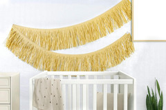 Hawaiian Luau Grass Raffia Fringe Banner Table Skirt for Tropical Birthday Party