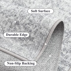 2×3 Entryway Area Rug Vintage Washable Small Carpet Indoor Non Slip Grey Kitc…