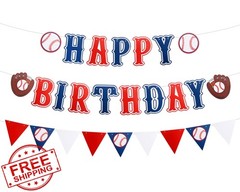 RICHHHA 3pc Baseball Banner Blue Red