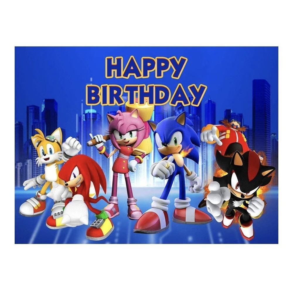 Sonic The Hedgehog And Friends Backdrop Banner 3 X 5 Ft Happy Birthday Party