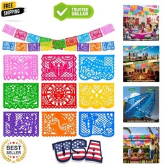 1 Pack 18 Ft Mexican Party Banner Cinco De Mayo Decoration, Plastic Papel Pic…