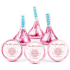 Our Little Sunshine Is Turning One Candy Stickers | Girls 1st Birthday | Pink