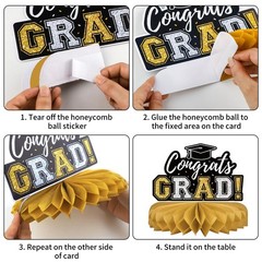 10Pcs Graduation Decorations 2026 Class of 2026 Congrats Grad Table Honeycomb…