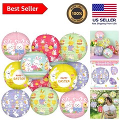 Pastel Bunny Paper Lanterns – 12 Pcs 8-Inch Decorations for Easter Gatherings