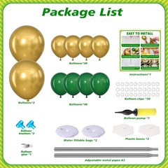 2 Sets Green Gold Balloon Column Stand Kit, 82Pcs Matte & Metallic Latex Ball…