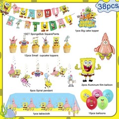 SpongeBob Party Decorations SpongeBob Birthday Supply Cake Topper Banner Balloon