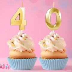 40th Birthday Candles for 1.92 inches x 1.36 x 0.4 inches, Gold