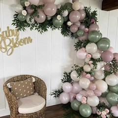 139PCS Baby in Bloom Balloon Arch Kit Sage Green Pink Baby Shower