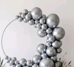 Metallic Silver Latex Balloon Arch Kit- 18, 12, 10, 5 Inch Assorted 139 Pieces