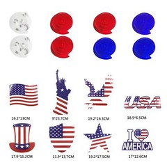 USA Party Supplies, Navy Blue Red Paper Fans Set Pom Poms Star Streamer Hangi…