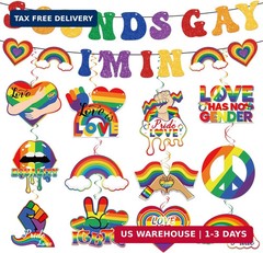 Pride Decorations Banner Hanging Swirls Sounds Gay I’M IN Glitter Banner Love is